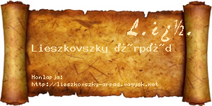 Lieszkovszky Árpád névjegykártya