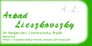 arpad lieszkovszky business card